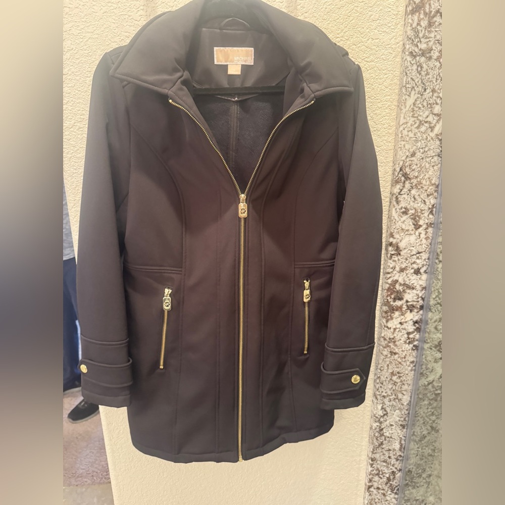 Michael Kors Black Utility Jacket with Gold Zippers